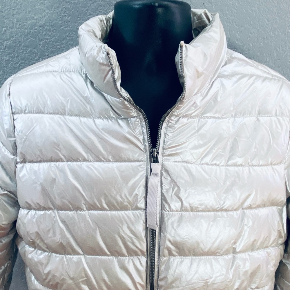 Stylus Metallic Silver Puffer Jacket - L
